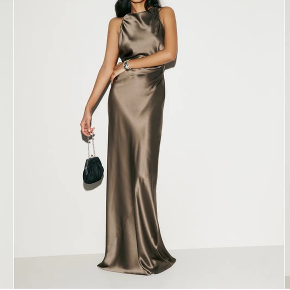Reformation Dresses & Skirts - Reformation Olive Satin Halter Gown